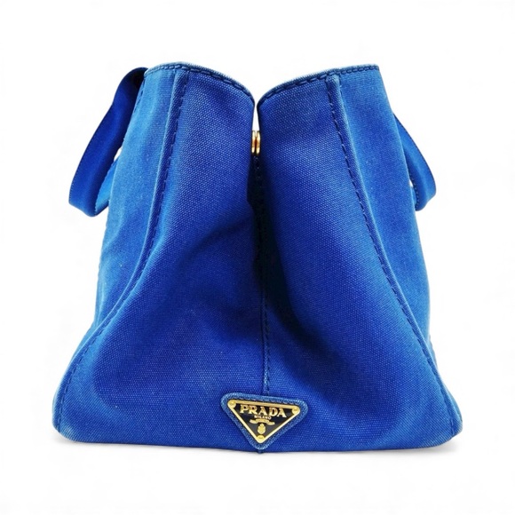 Prada Blue Canvas Canapa Tote Bag - Picture 3 of 9